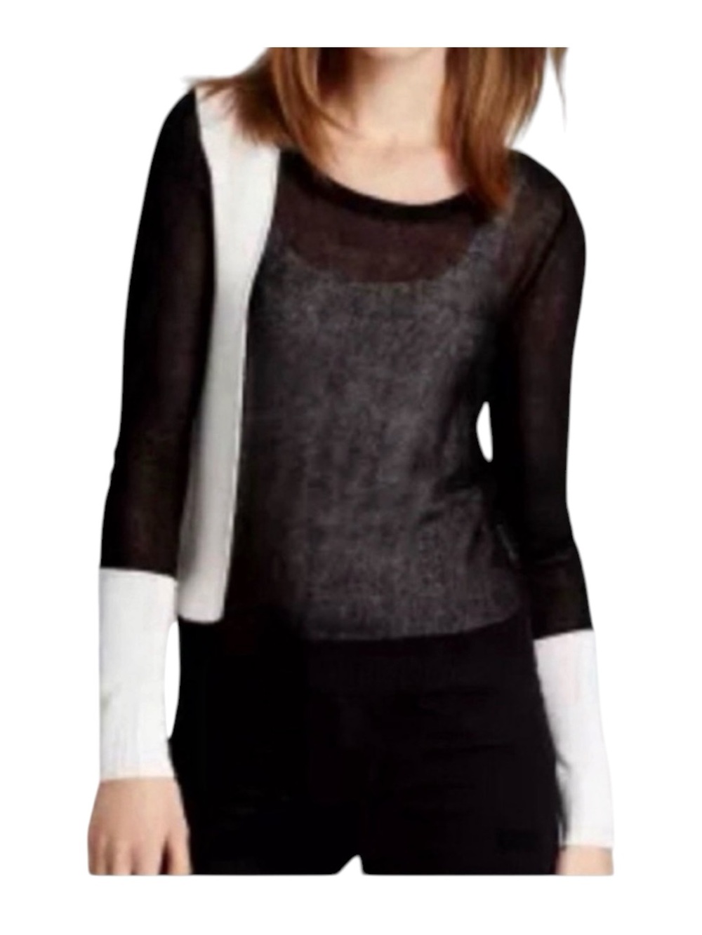 NWT BCBGMAXAZRIA XS black & white see thru sweater